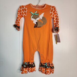 Ann Loren Orange‎ Fox Fall Baby Romper Jumpsuit 18-24 months Ruffled